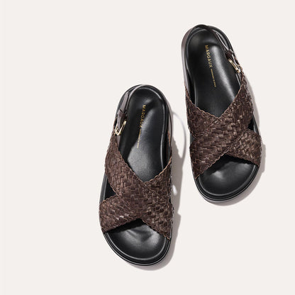 Brown woven leather summer sandal