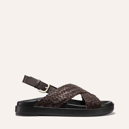Brown woven leather summer sandal