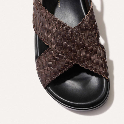 Brown woven leather summer sandal