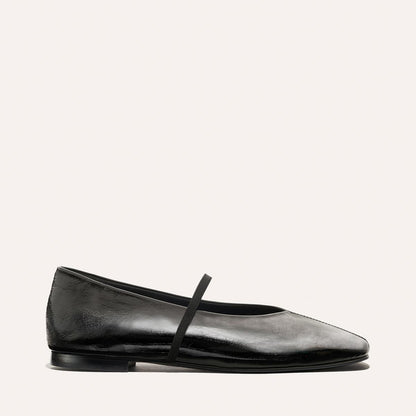 The Phoebe - Black Crinkle-Gloss Nappa
