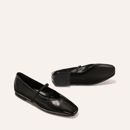 The Phoebe - Black Crinkle-Gloss Nappa