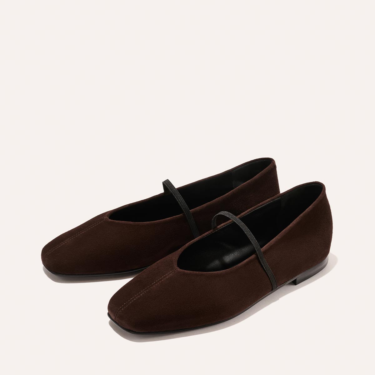 Suede Mary Jane Flats in Espresso Squared Toe Shoes – Margaux