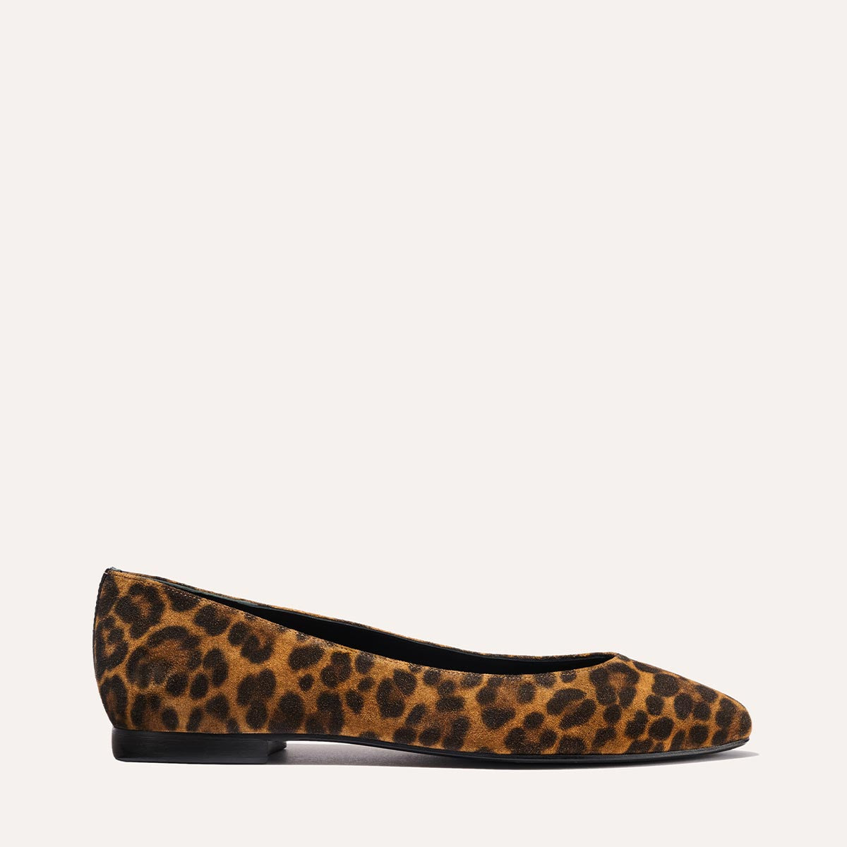 The Pointe in leopard printed suede, a classic and comfortable ballet flat featuring a refined pointed toe design.