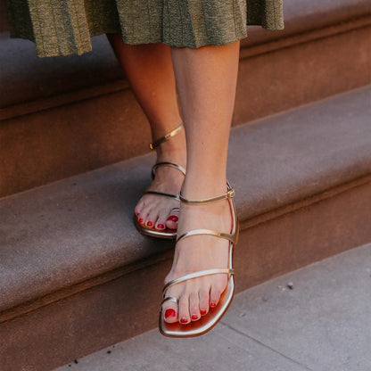 Gold strappy summer sandal