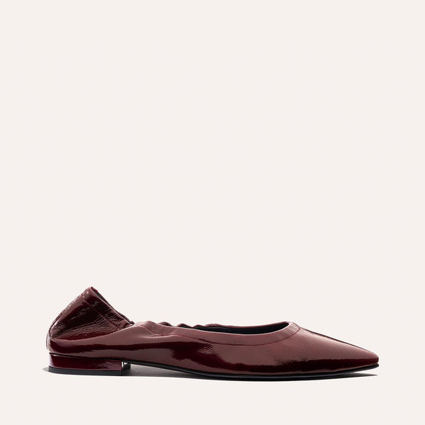 Margaux The Roma Merlot Crinkle Patent pointed ballet flat