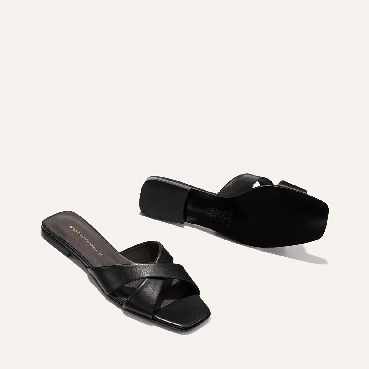 Elegant Sandals - The Selene Flat Sandal - Black Nappa - Size: 6.5 W - Margaux Elegant Sandals - The Selene Flat Sandal - Black Nappa - Size: 6.5 W - Margaux