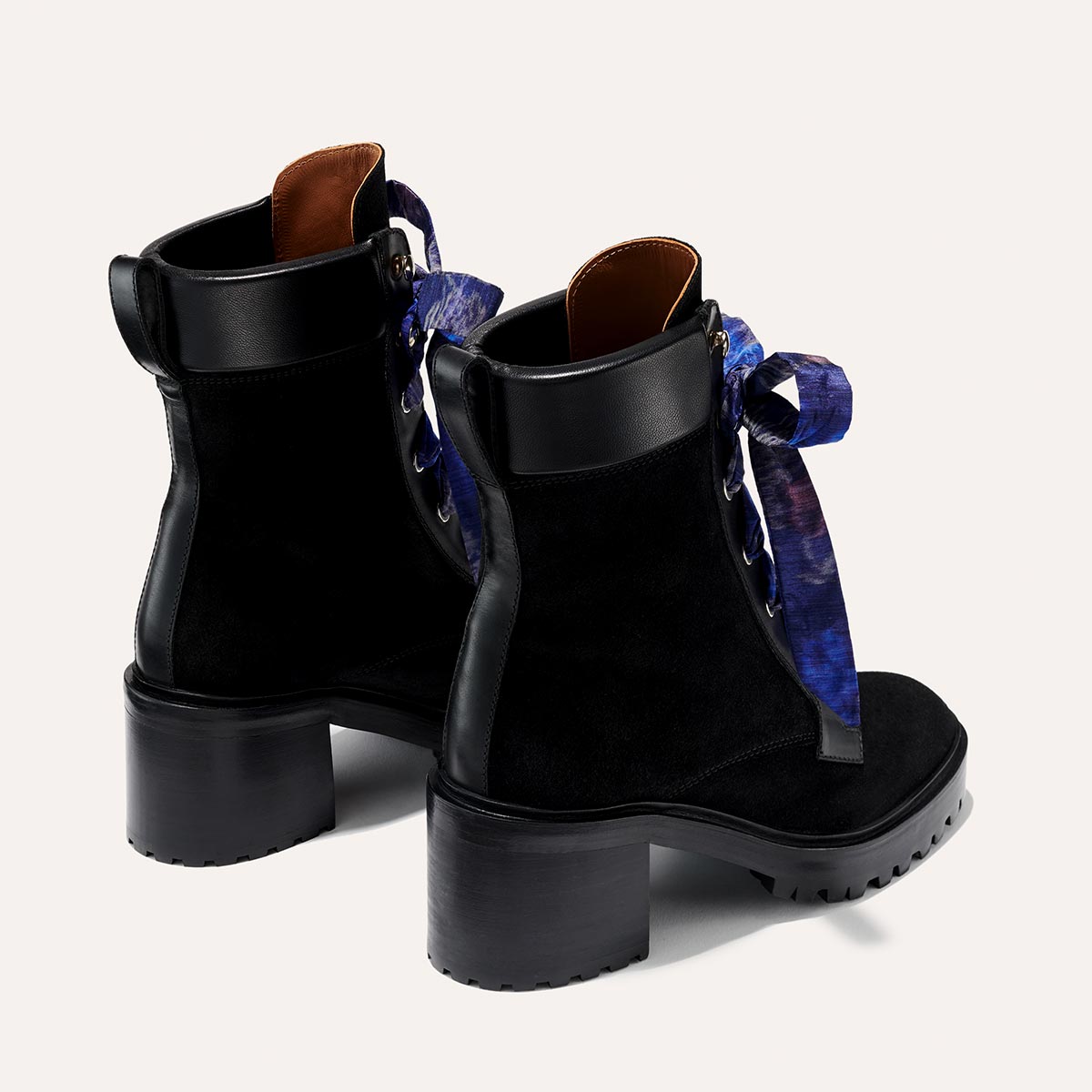 Jamie Beck x Margaux - The Skater Boot in Black Suede with Silk Ties