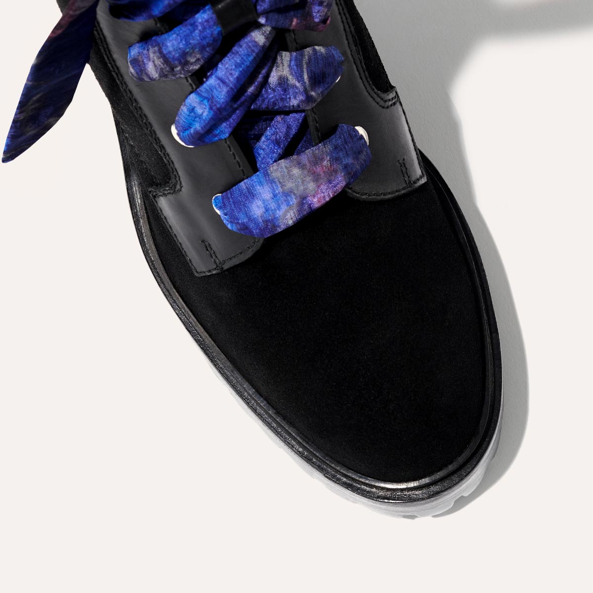 Jamie Beck x Margaux - The Skater Boot in Black Suede with Silk Ties