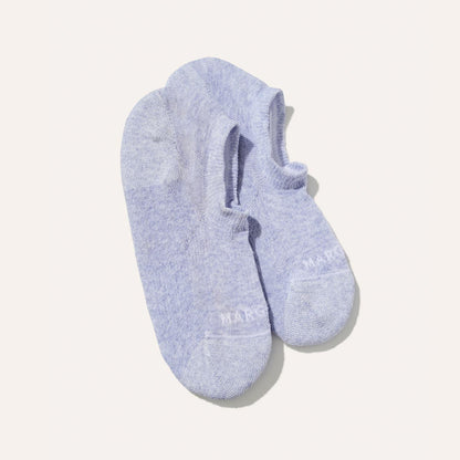 A pair of Margaux The Sneaker Sock - Fog no-show socks is laid flat on a white background, with one sock slightly overlapping the other for a look that combines comfort and style.