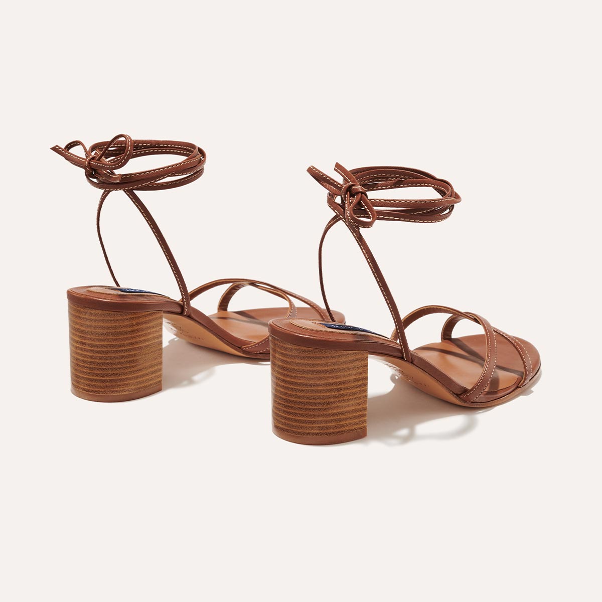 Other stories leather strappy heeled sandals in cognac best sale