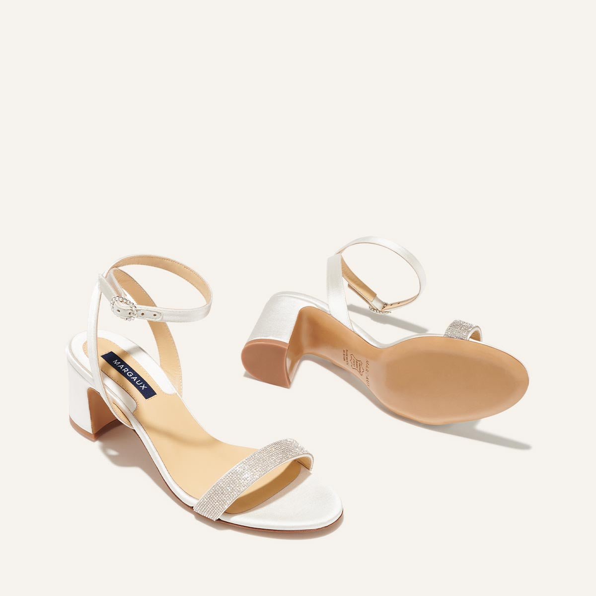 Ivory satin sandals best sale