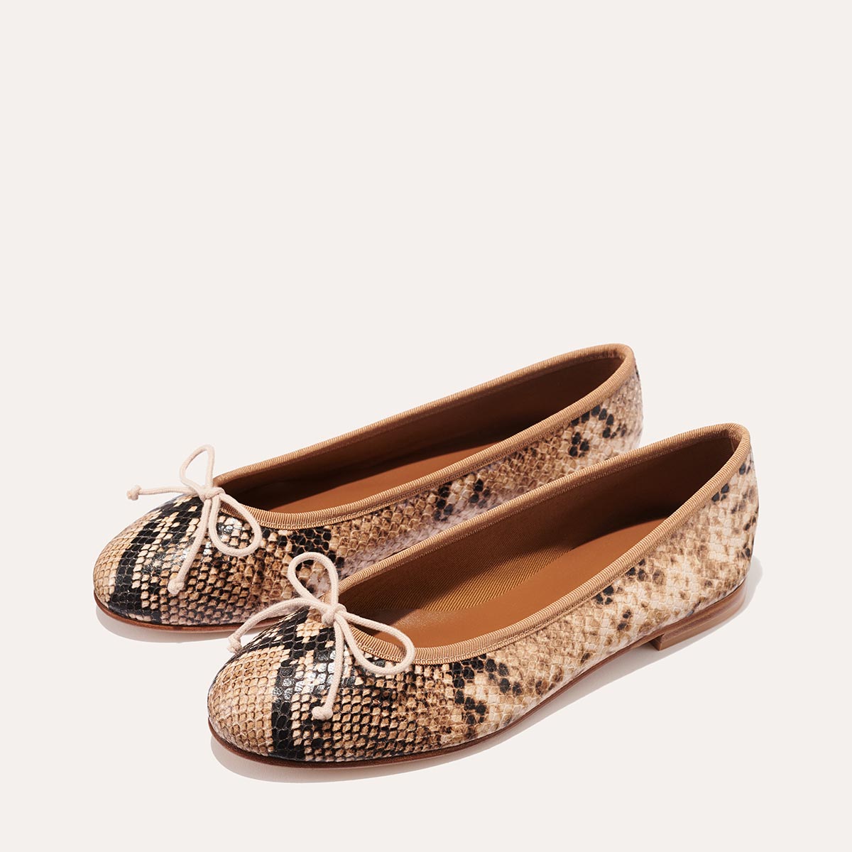 Margaux's classic and comfortable Demi ballet flat, made in a python-embossed leather 