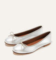 Margaux's classic and comfortable Demi ballet flat, made in a soft, silver metallic Italian nappa leather 