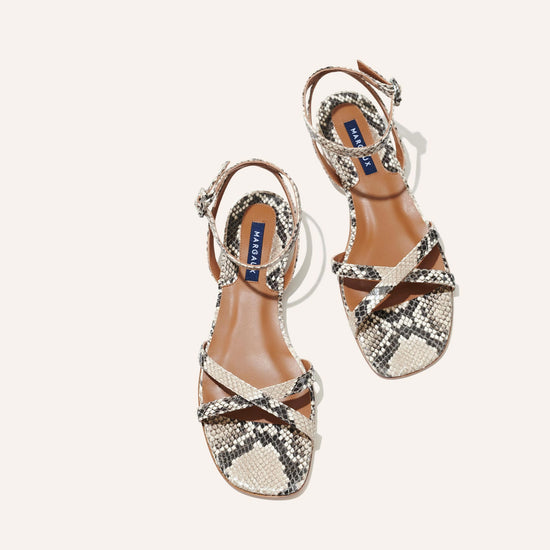 The Flat Sandal - Natural Python Embossed – Margaux