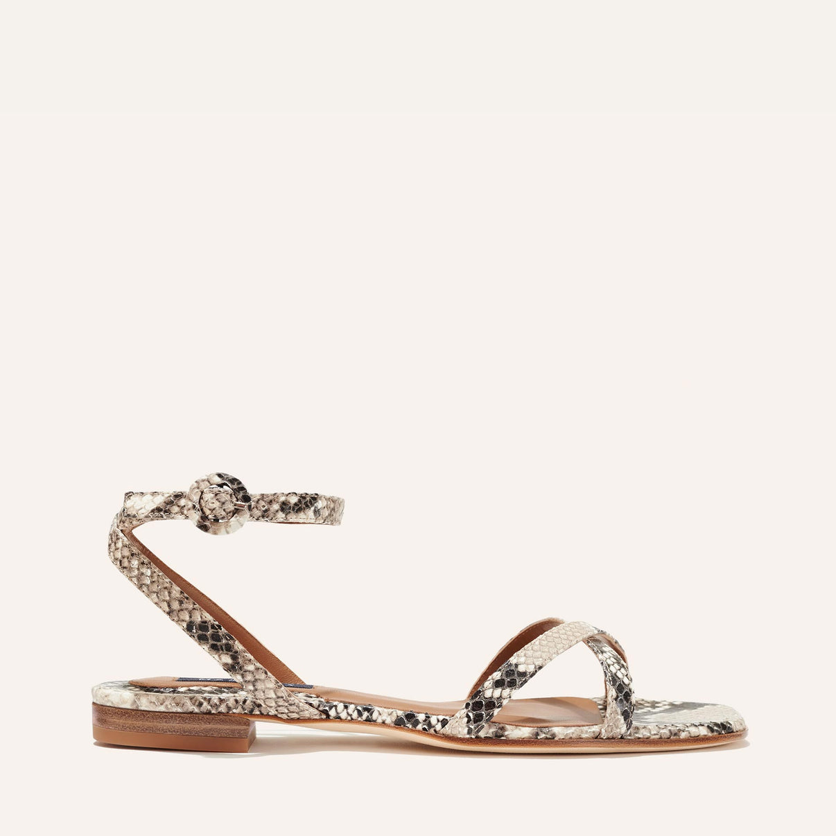 The Flat Sandal - Natural Python Embossed – Margaux
